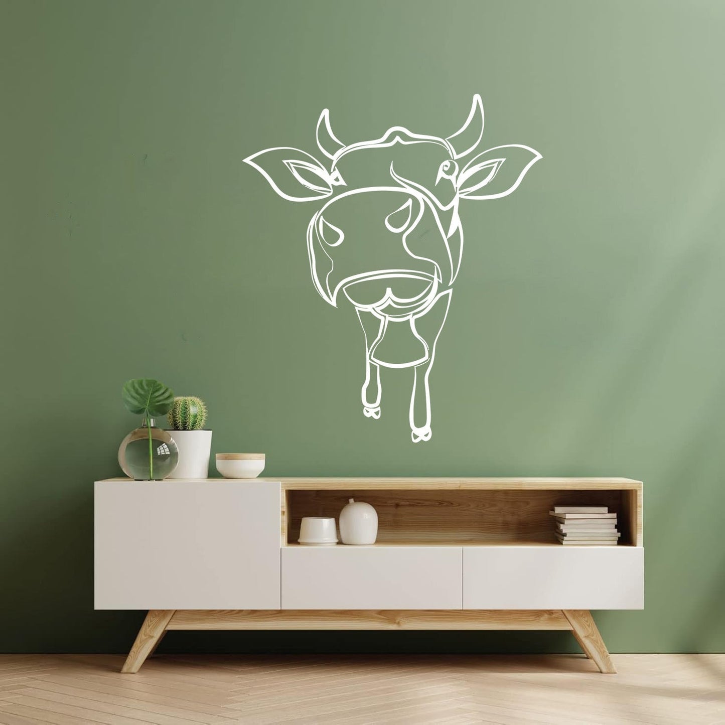 Fine Carving Stickers Funny Cow Drawing Kid Nursery Farm Animal Easy Installation