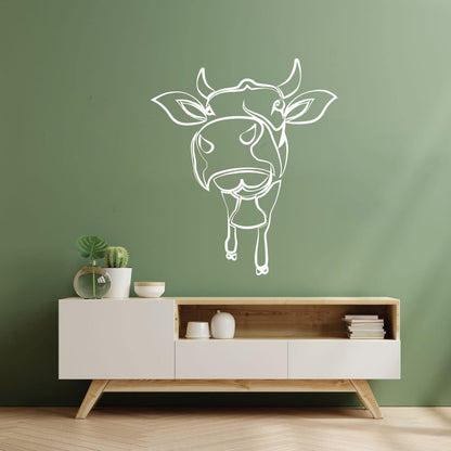 Fine Carving Stickers Funny Cow Drawing Kid Nursery Farm Animal Easy Installation
