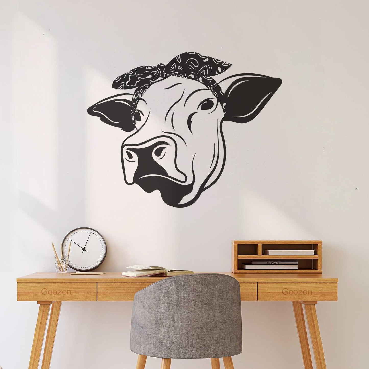 Wall Stickers Funny Cow Head Farm Animal Dairy Milk Art Mural Painting