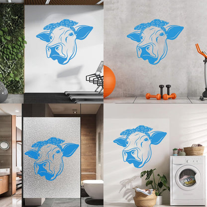 Wall Stickers Funny Cow Head Farm Animal Dairy Milk Art Mural Painting