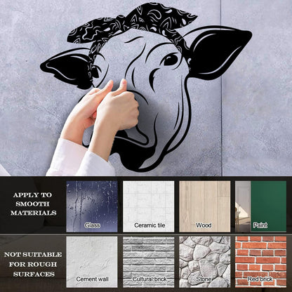 Wall Stickers Funny Cow Head Farm Animal Dairy Milk Art Mural Painting