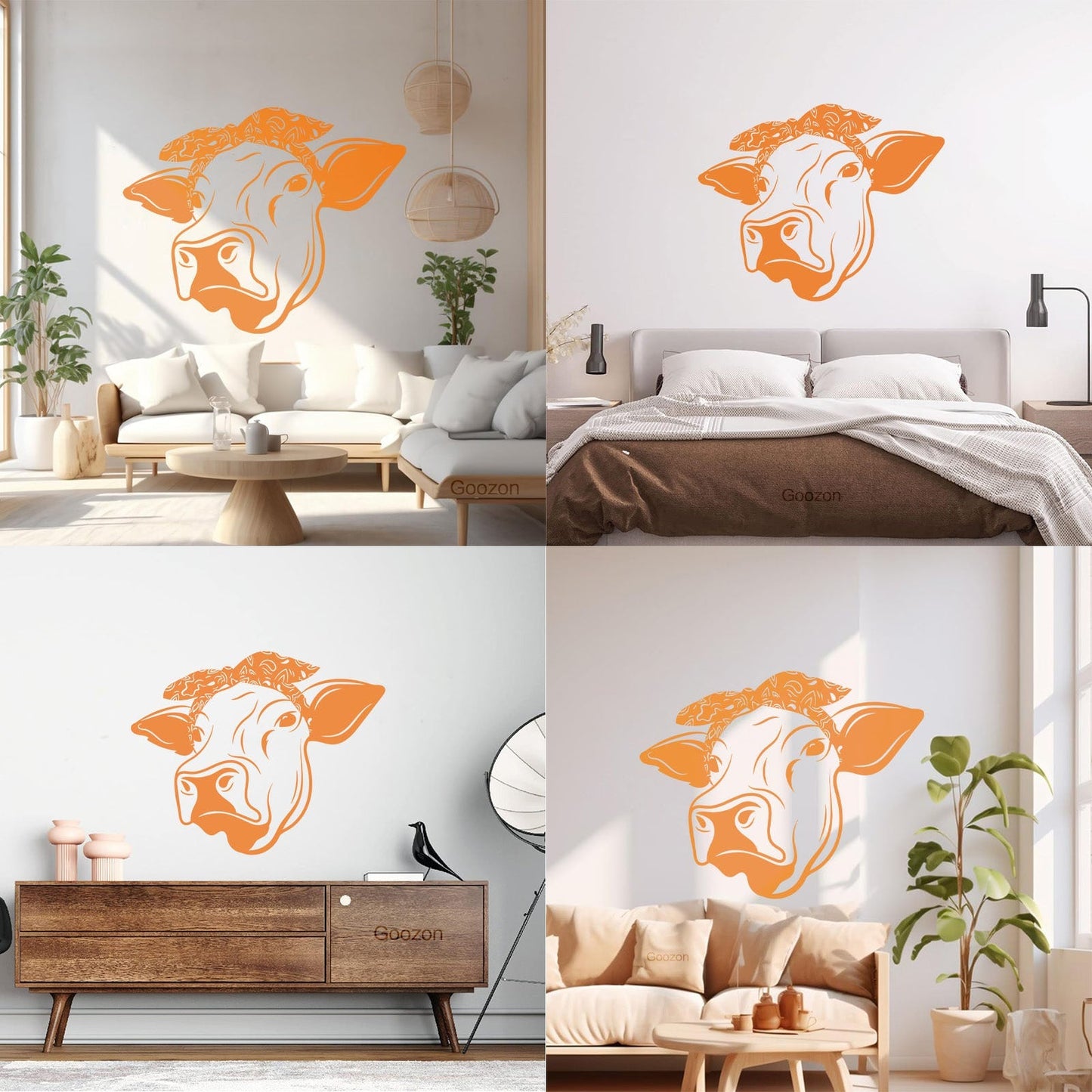 Wall Stickers Funny Cow Head Farm Animal Dairy Milk Art Mural Painting