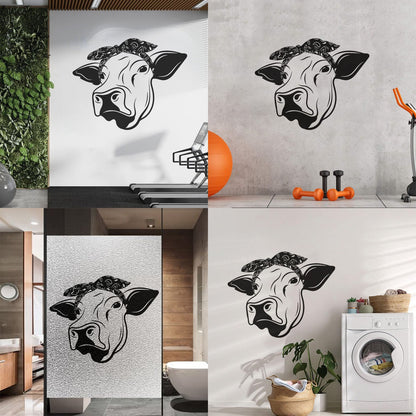 Wall Stickers Funny Cow Head Farm Animal Dairy Milk Art Mural Painting