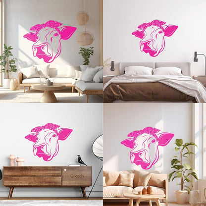 Wall Stickers Funny Cow Head Farm Animal Dairy Milk Art Mural Painting