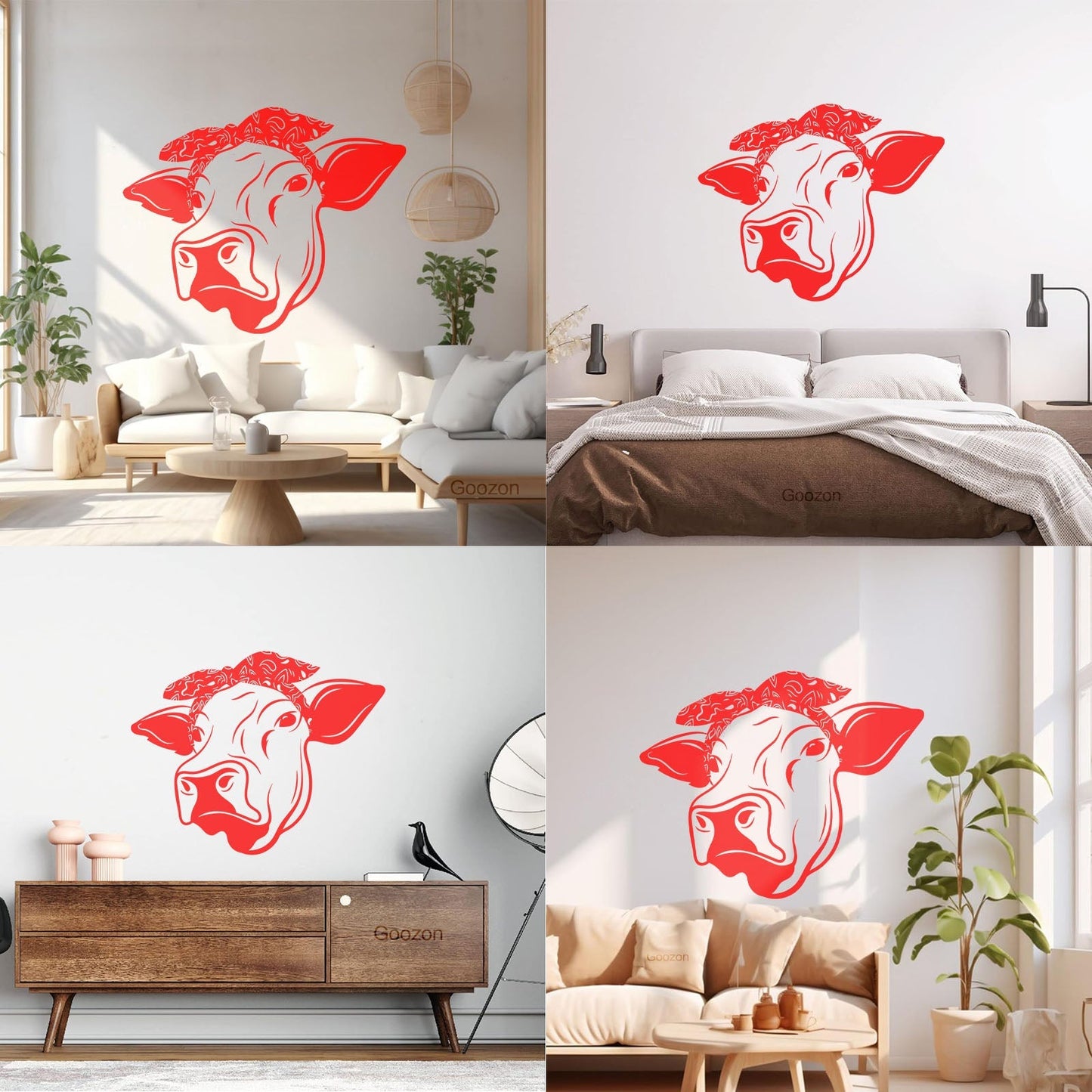 Wall Stickers Funny Cow Head Farm Animal Dairy Milk Art Mural Painting