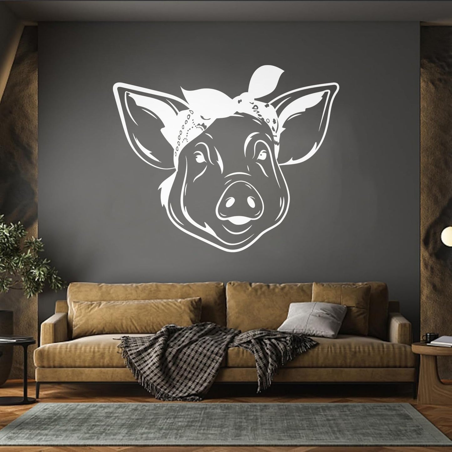 Wall Decals Paster Paper Funny Pig Head Animal Farm Butcher Shop Piggy Wall Beautification