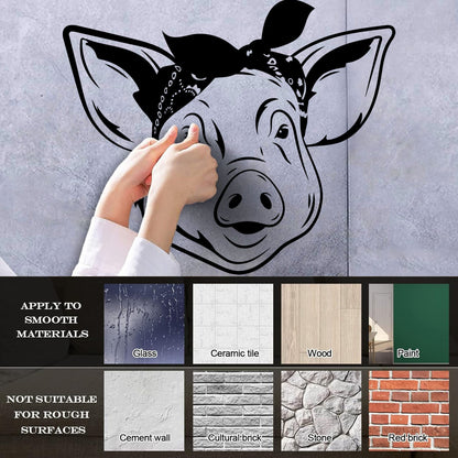 Wall Decals Paster Paper Funny Pig Head Animal Farm Butcher Shop Piggy Wall Beautification