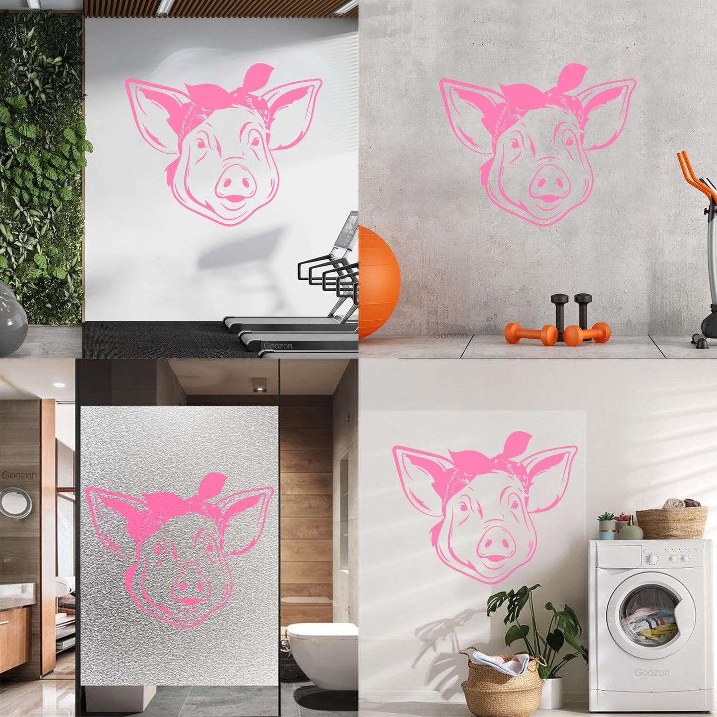 Wall Decals Paster Paper Funny Pig Head Animal Farm Butcher Shop Piggy Wall Beautification