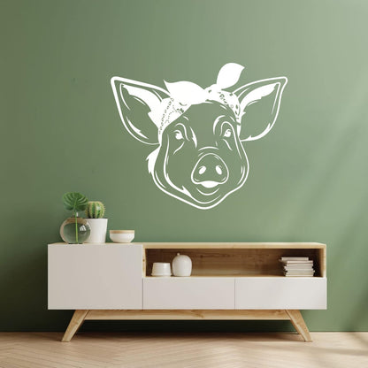 Wall Decals Paster Paper Funny Pig Head Animal Farm Butcher Shop Piggy Wall Beautification