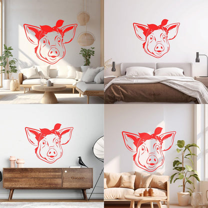 Wall Decals Paster Paper Funny Pig Head Animal Farm Butcher Shop Piggy Wall Beautification