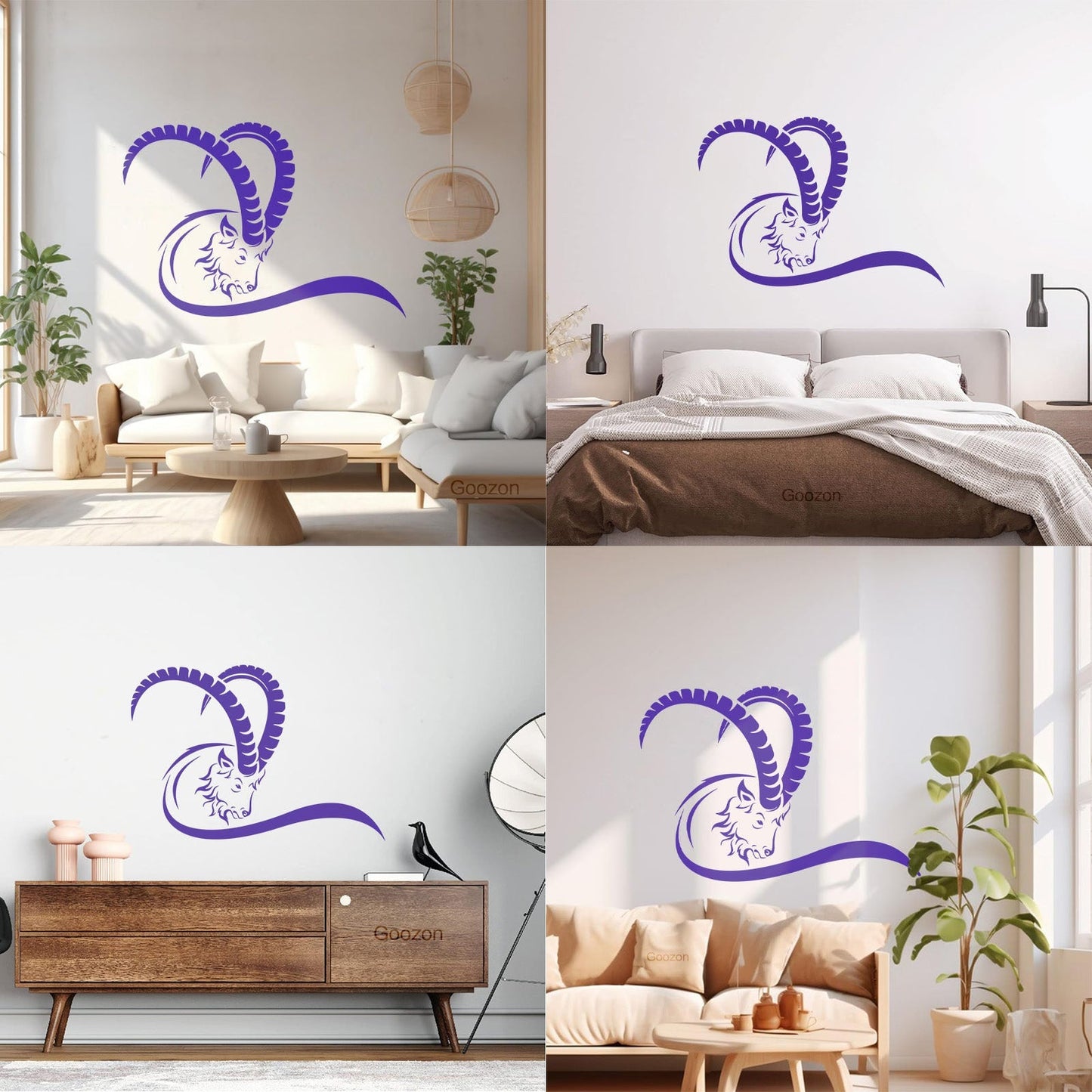 Goat Wild Animal Hoof Horn Farm Wall Decals Pvc Easy Installation