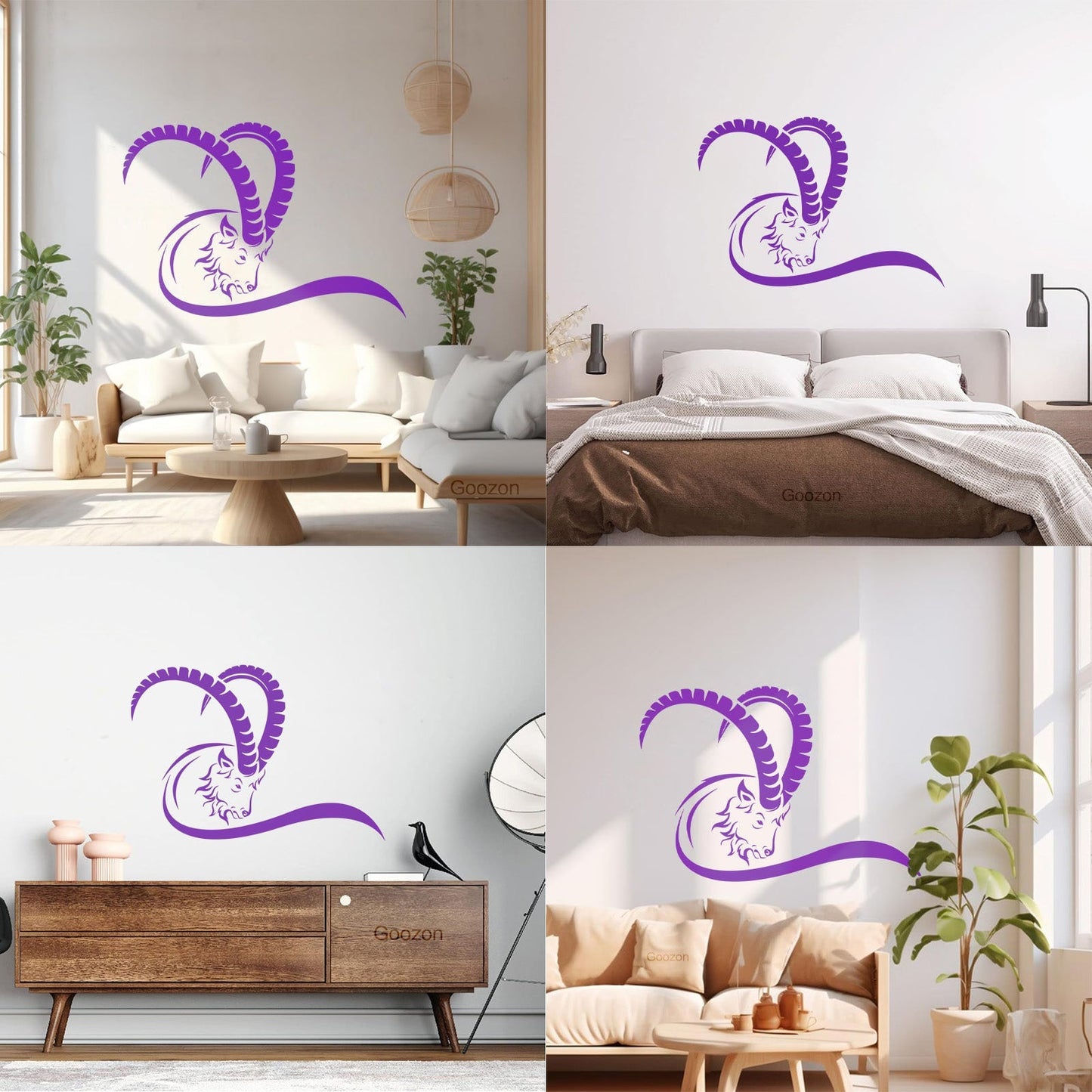 Goat Wild Animal Hoof Horn Farm Wall Decals Pvc Easy Installation
