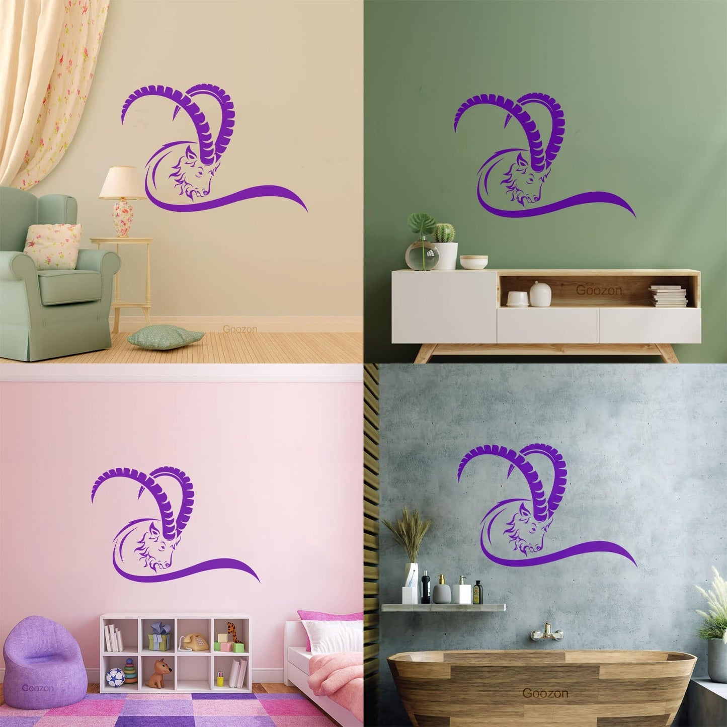Goat Wild Animal Hoof Horn Farm Wall Decals Pvc Easy Installation
