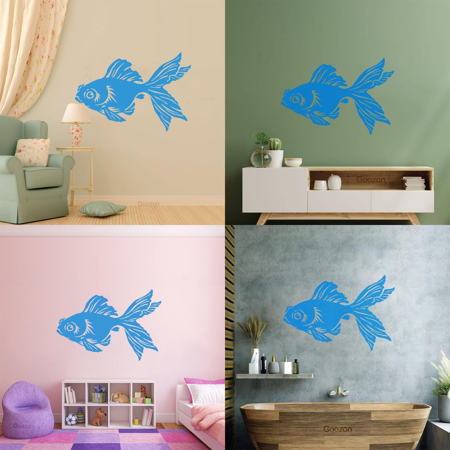 Lettering Stickers Gold Chinese Fish Animal Aquarium Pet Art Mural Painting