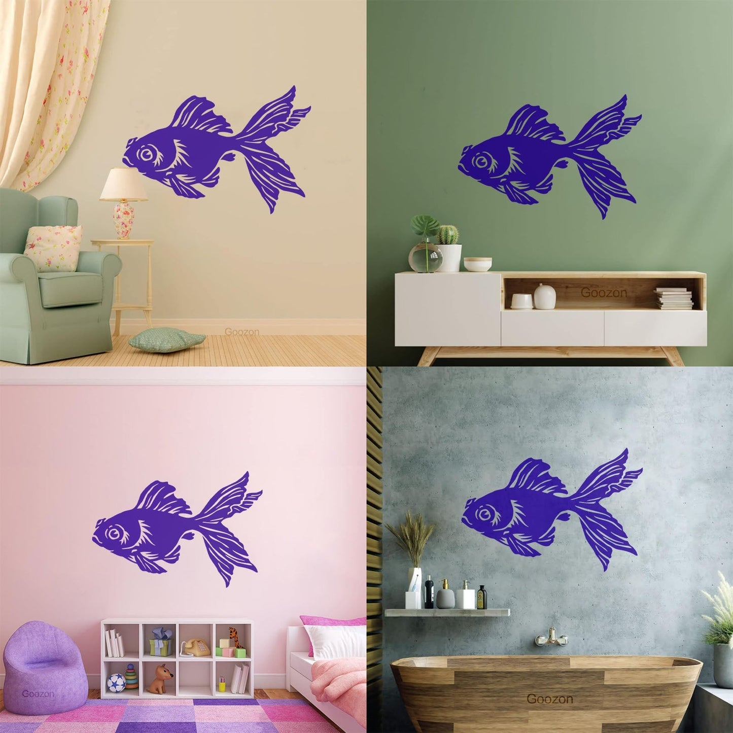 Lettering Stickers Gold Chinese Fish Animal Aquarium Pet Art Mural Painting