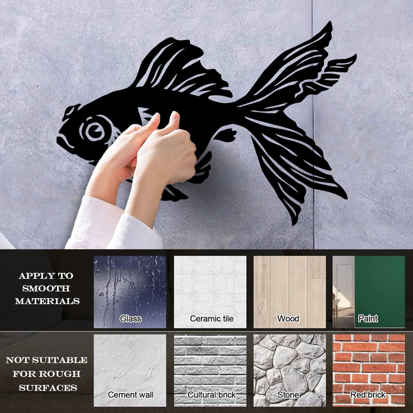 Lettering Stickers Gold Chinese Fish Animal Aquarium Pet Art Mural Painting