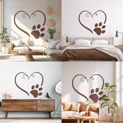 Vinyl Art Sticker Heart Symbol Animal Foot Print Paw Pet Tattoo Culture