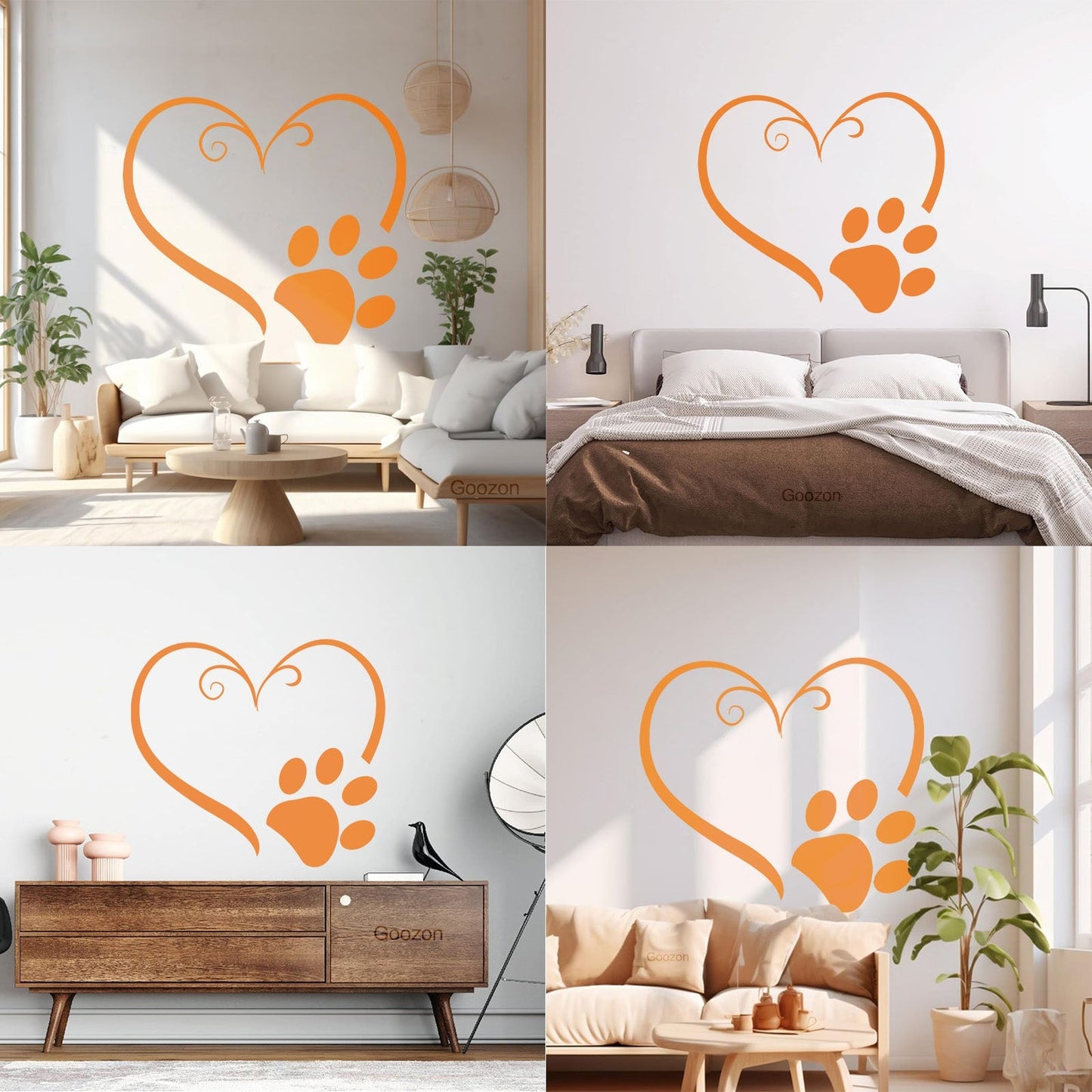 Vinyl Art Sticker Heart Symbol Animal Foot Print Paw Pet Tattoo Culture