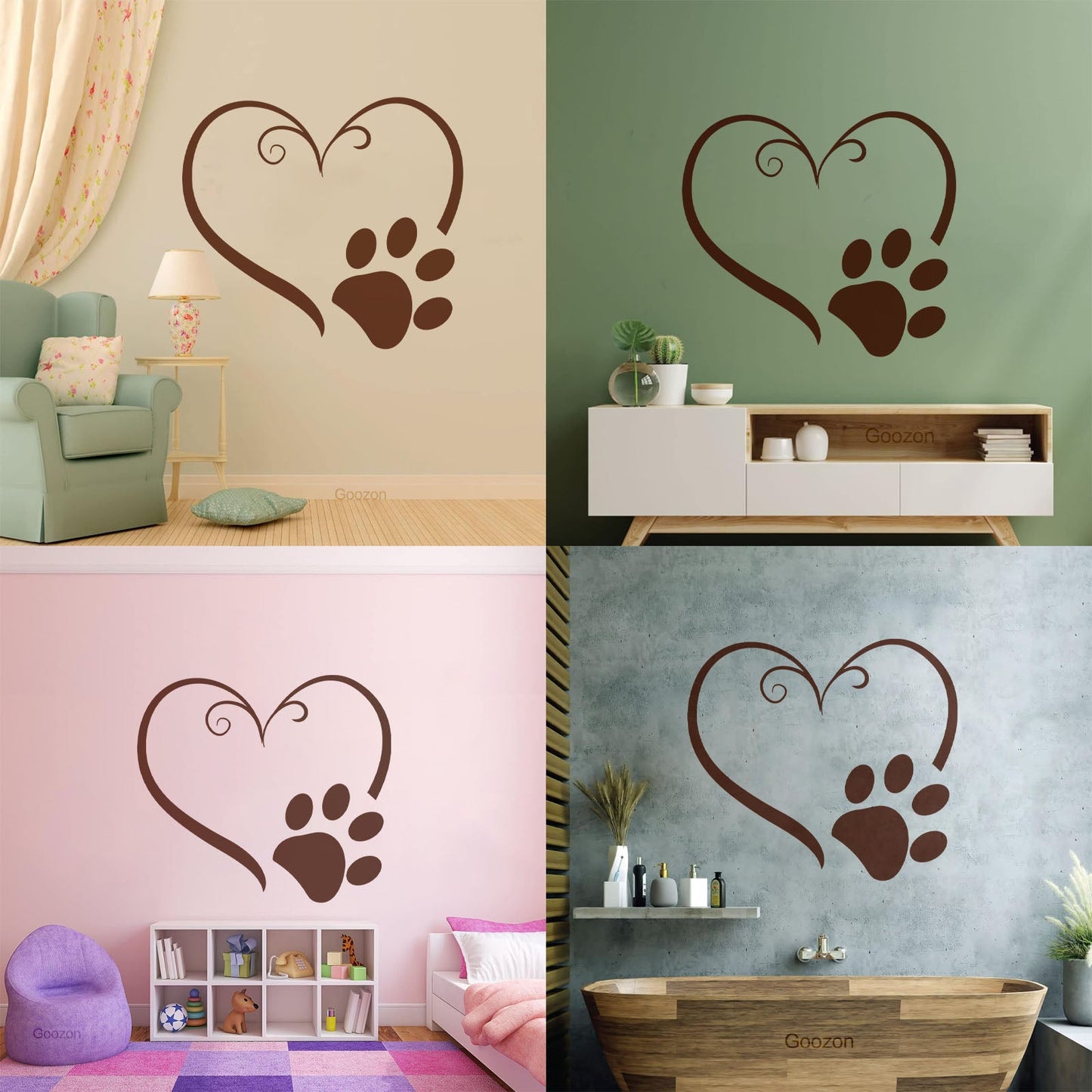 Vinyl Art Sticker Heart Symbol Animal Foot Print Paw Pet Tattoo Culture