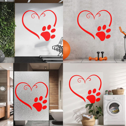Vinyl Art Sticker Heart Symbol Animal Foot Print Paw Pet Tattoo Culture