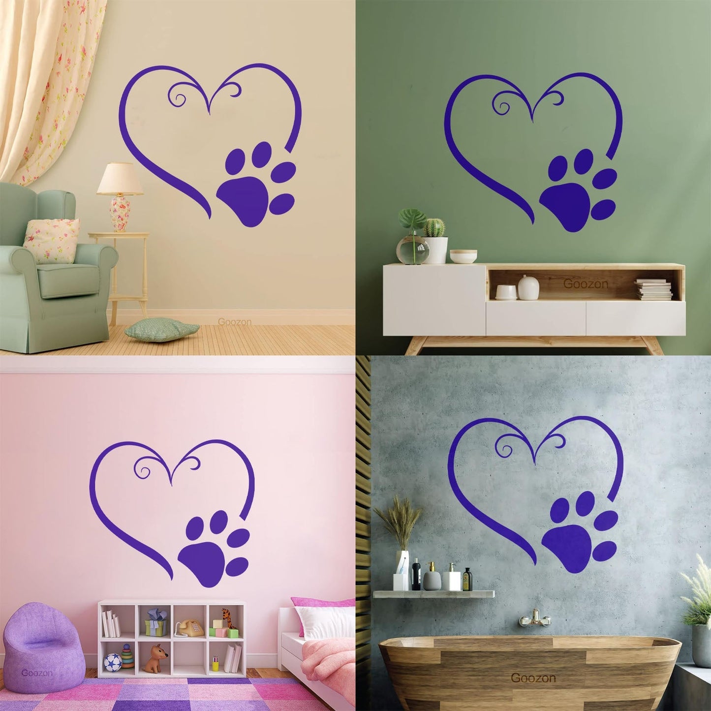 Vinyl Art Sticker Heart Symbol Animal Foot Print Paw Pet Tattoo Culture