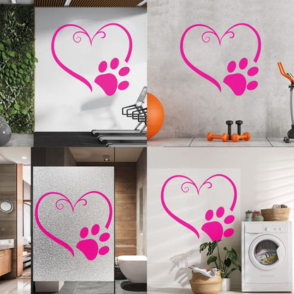 Vinyl Art Sticker Heart Symbol Animal Foot Print Paw Pet Tattoo Culture