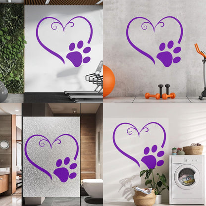 Vinyl Art Sticker Heart Symbol Animal Foot Print Paw Pet Tattoo Culture