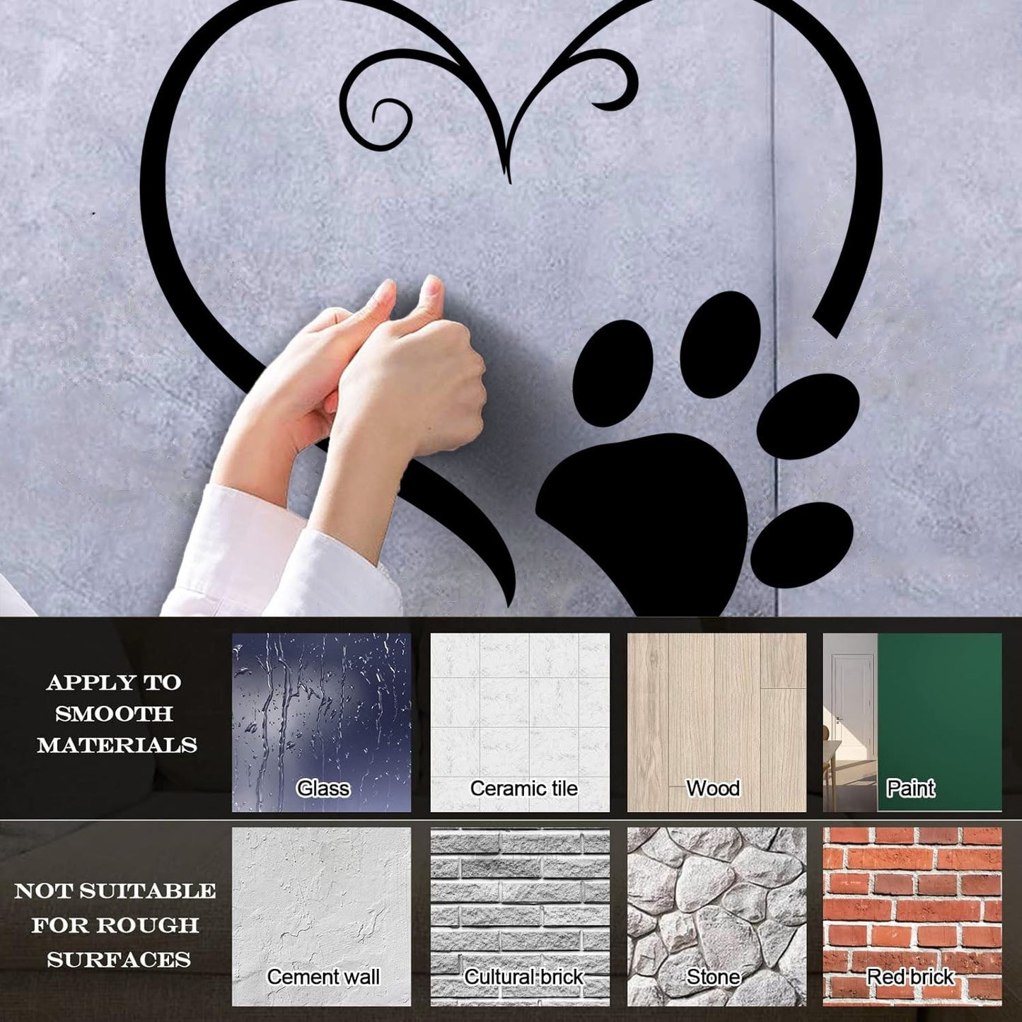 Vinyl Art Sticker Heart Symbol Animal Foot Print Paw Pet Tattoo Culture