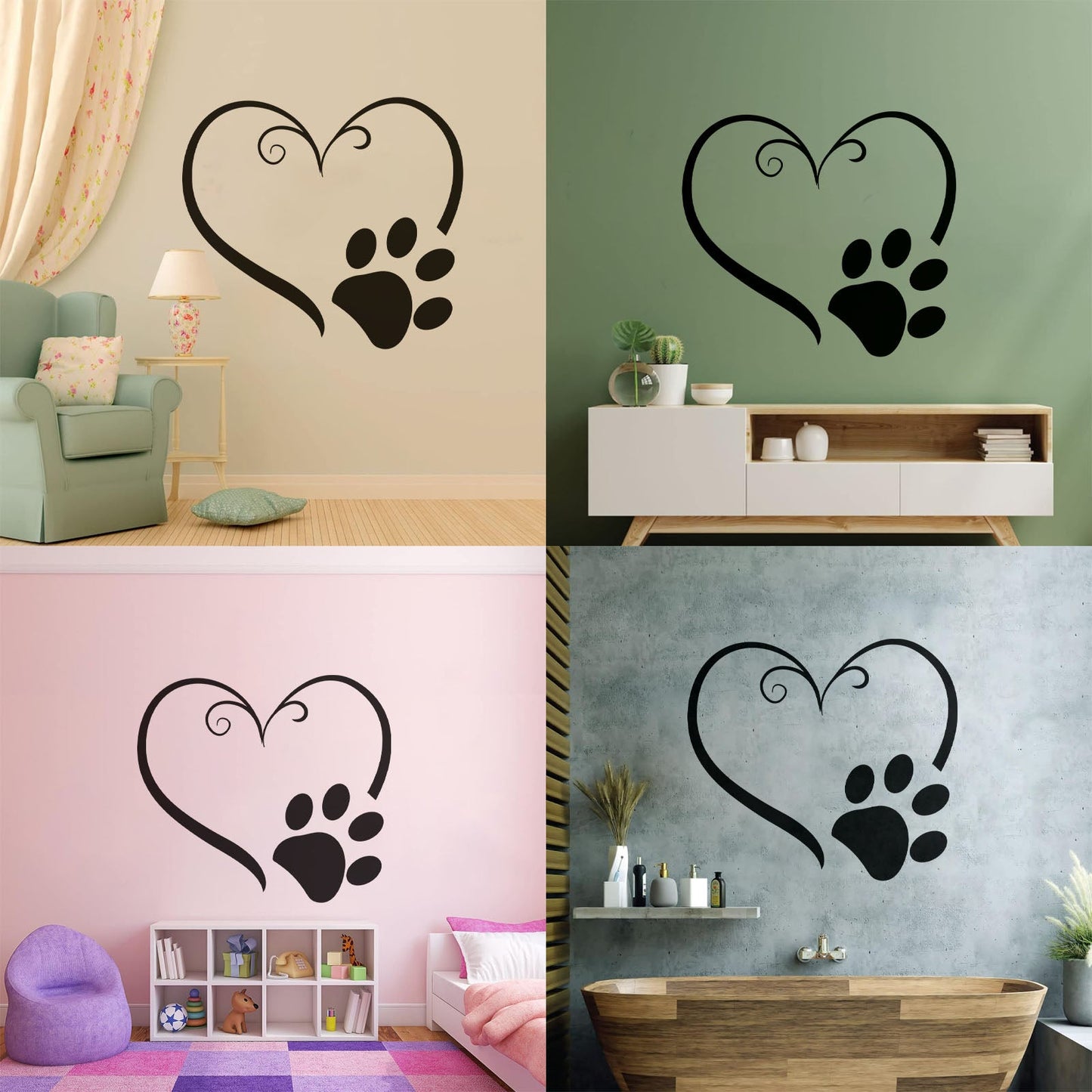 Vinyl Art Sticker Heart Symbol Animal Foot Print Paw Pet Tattoo Culture