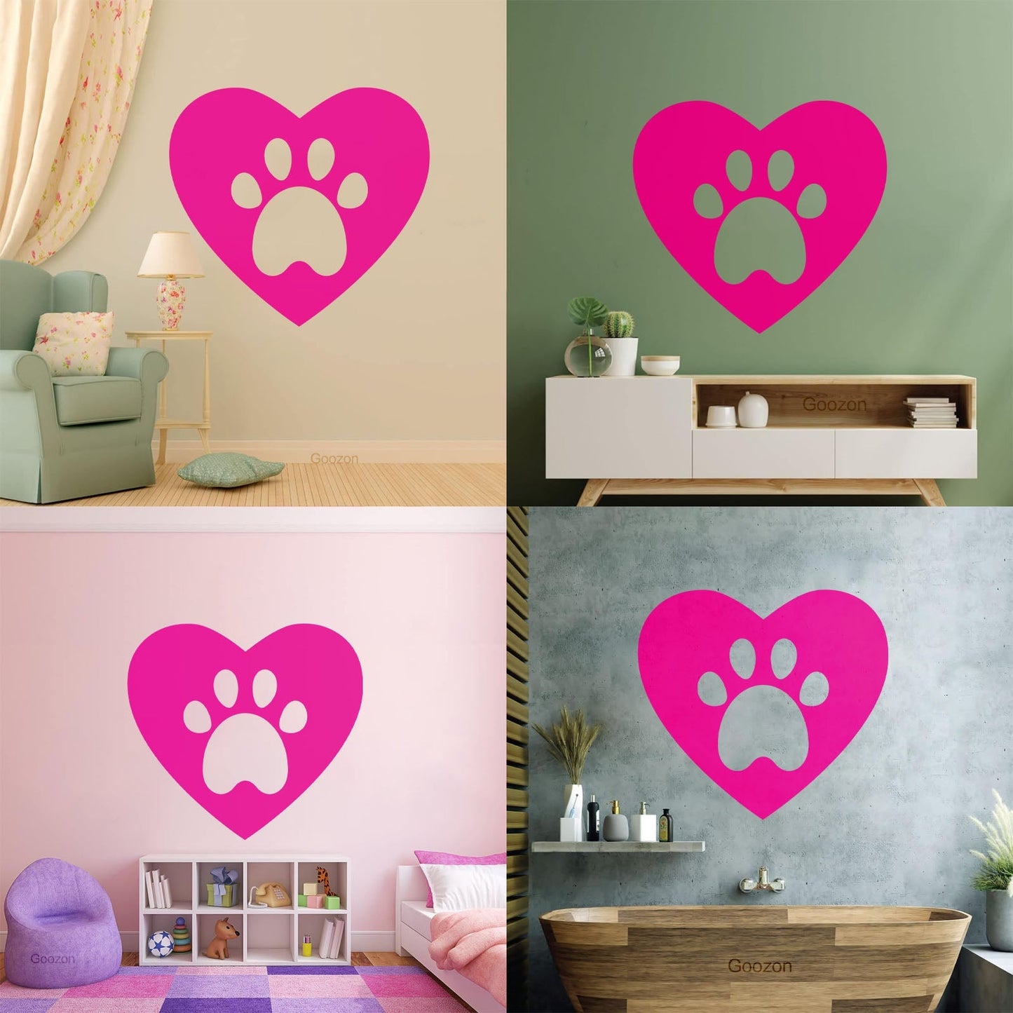 Lettering Decals Heart Symbol Love Pets Animal Tracks Self Adhesive
