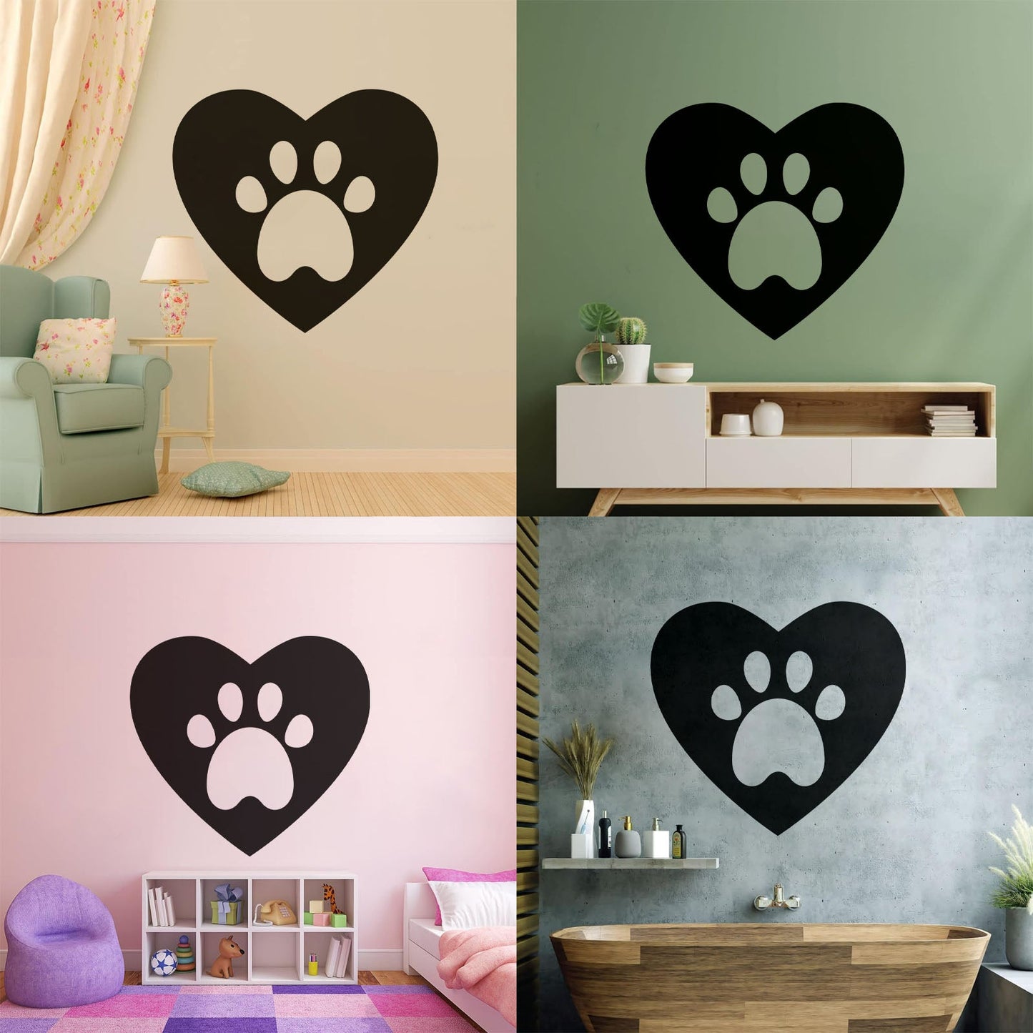 Lettering Decals Heart Symbol Love Pets Animal Tracks Self Adhesive