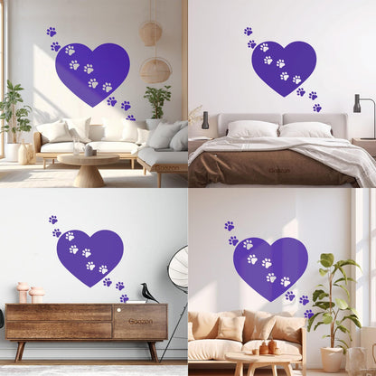 Wall Decals Pvc Heart Symbol Love Pets Shop Animal Paw Prints Do Not Damage The Wall Surface