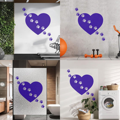 Wall Decals Pvc Heart Symbol Love Pets Shop Animal Paw Prints Do Not Damage The Wall Surface