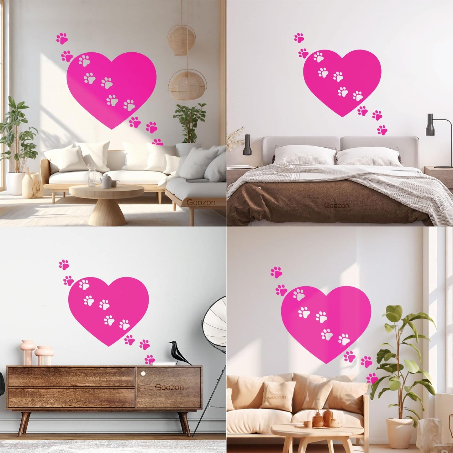 Wall Decals Pvc Heart Symbol Love Pets Shop Animal Paw Prints Do Not Damage The Wall Surface