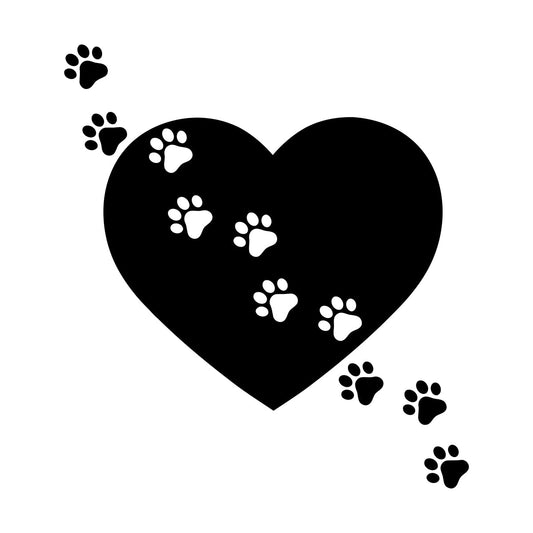 Wall Decals Pvc Heart Symbol Love Pets Shop Animal Paw Prints Do Not Damage The Wall Surface