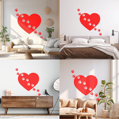Wall Decals Pvc Heart Symbol Love Pets Shop Animal Paw Prints Do Not Damage The Wall Surface