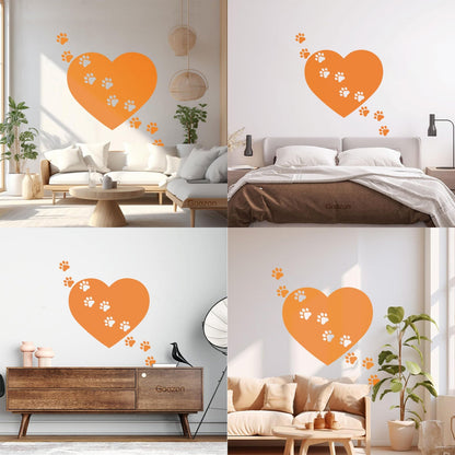 Wall Decals Pvc Heart Symbol Love Pets Shop Animal Paw Prints Do Not Damage The Wall Surface