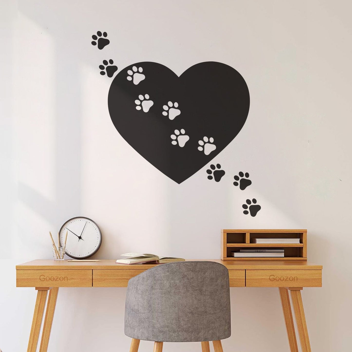 Wall Decals Pvc Heart Symbol Love Pets Shop Animal Paw Prints Do Not Damage The Wall Surface