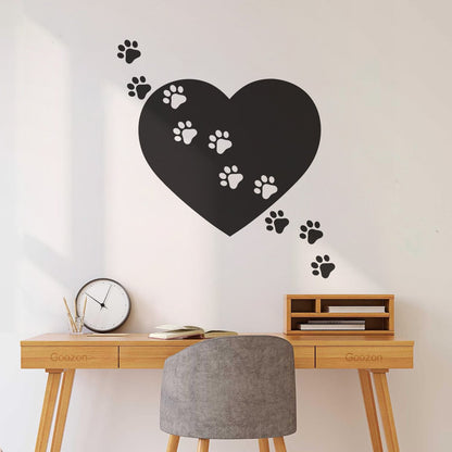 Wall Decals Pvc Heart Symbol Love Pets Shop Animal Paw Prints Do Not Damage The Wall Surface