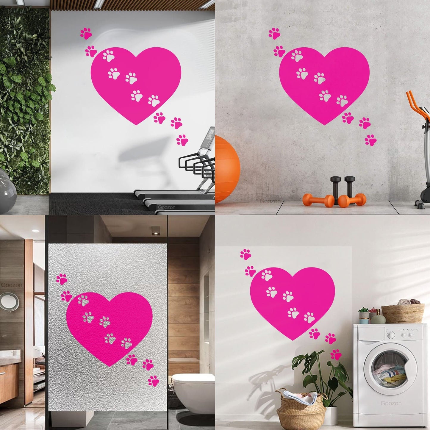 Wall Decals Pvc Heart Symbol Love Pets Shop Animal Paw Prints Do Not Damage The Wall Surface