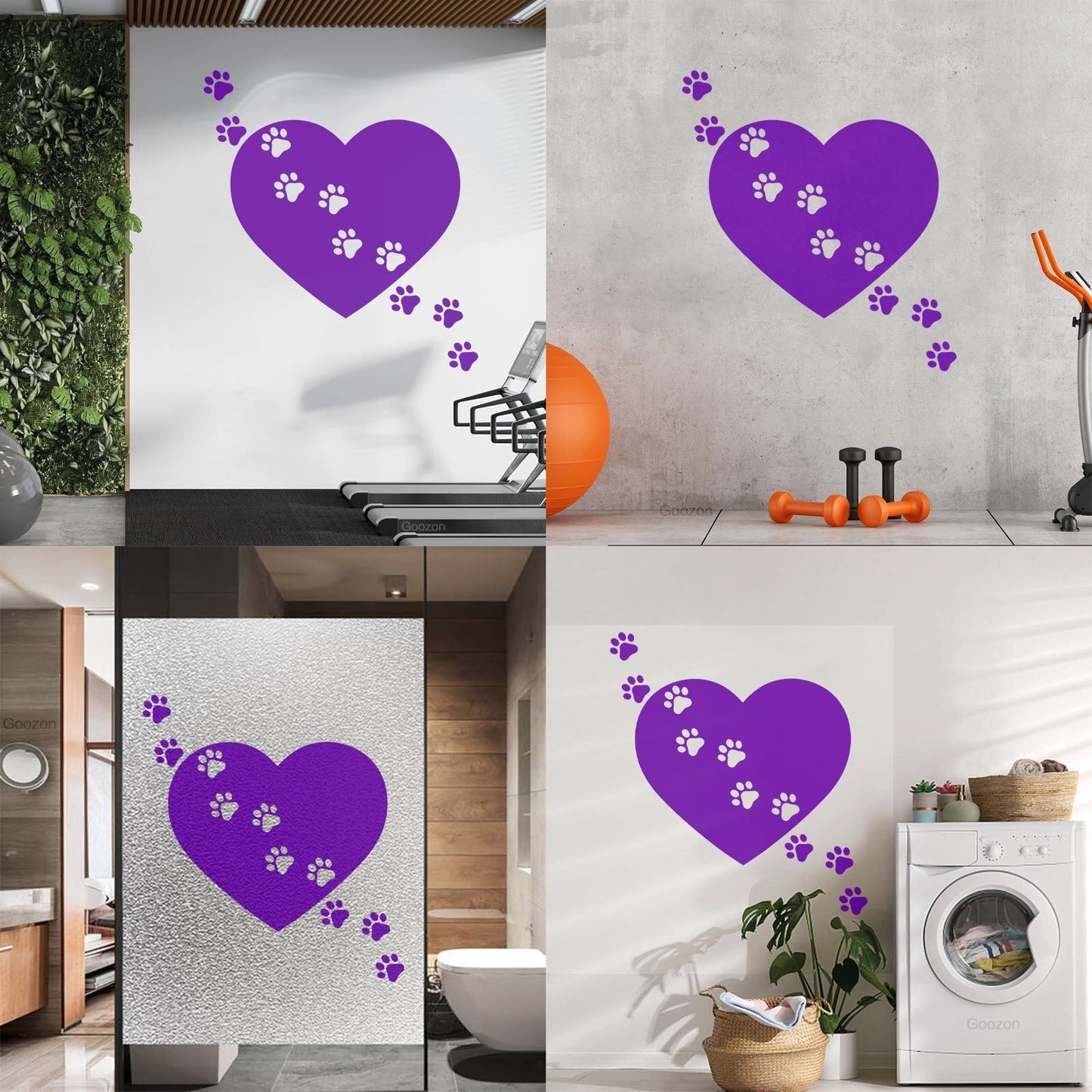 Wall Decals Pvc Heart Symbol Love Pets Shop Animal Paw Prints Do Not Damage The Wall Surface