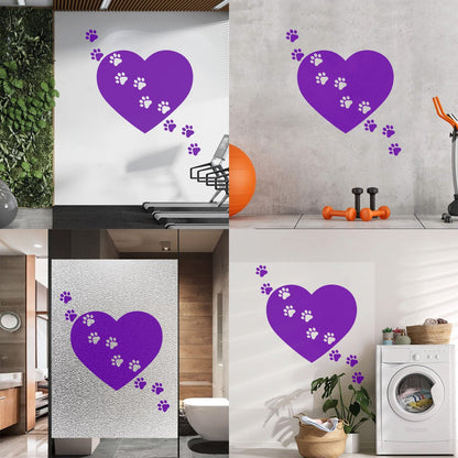 Wall Decals Pvc Heart Symbol Love Pets Shop Animal Paw Prints Do Not Damage The Wall Surface