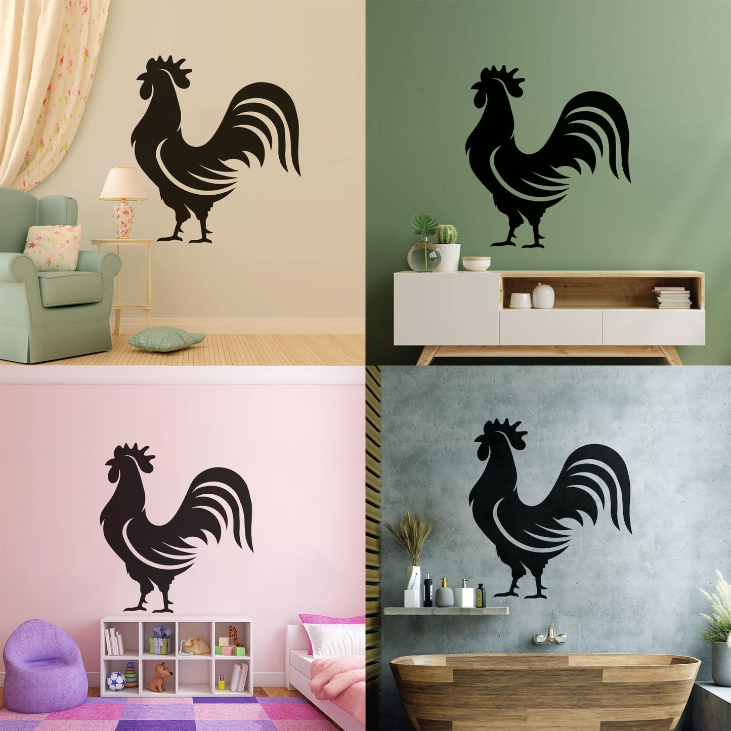 Wall Vinyl Sticker Decor Home Animal Rooster Bird Farm Village Can Modify And Add Information