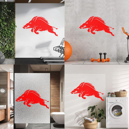 Fine Carving Stickers Pig Wild Boar Hunting Shop Tribal Animal Art Mural Painting