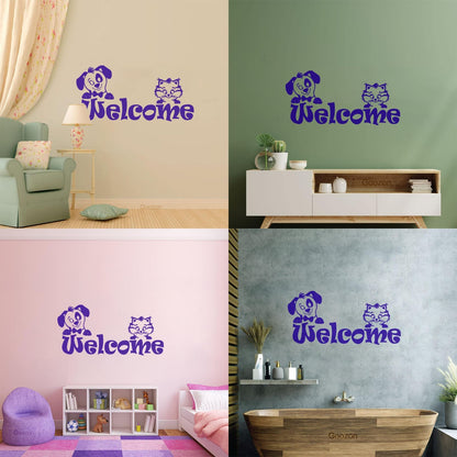 Engraving Stickers Kitten Puppy Word Logo Welcome Pets Animals Equipped With Transfer Film Kit