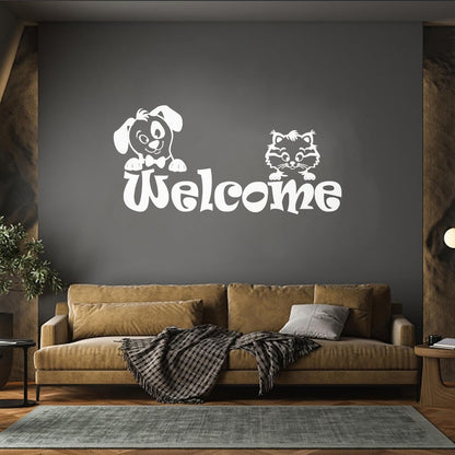 Engraving Stickers Kitten Puppy Word Logo Welcome Pets Animals Equipped With Transfer Film Kit