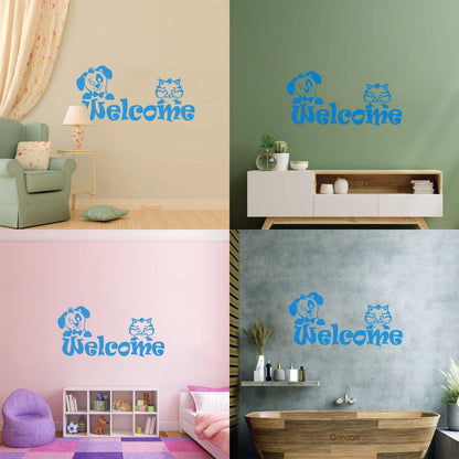 Engraving Stickers Kitten Puppy Word Logo Welcome Pets Animals Equipped With Transfer Film Kit