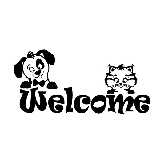 Engraving Stickers Kitten Puppy Word Logo Welcome Pets Animals Equipped With Transfer Film Kit