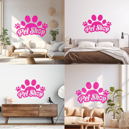 Wall Vinyl Sticker Decor Lettering Pet Shop Paw Print Home Animals Window Decals