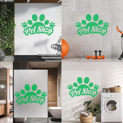 Wall Vinyl Sticker Decor Lettering Pet Shop Paw Print Home Animals Window Decals